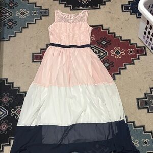 Rare Editions Pink, White, and Navy Kids Dress